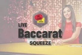 Baccarat Squeeze slot logo by Evolution at Instant Casino